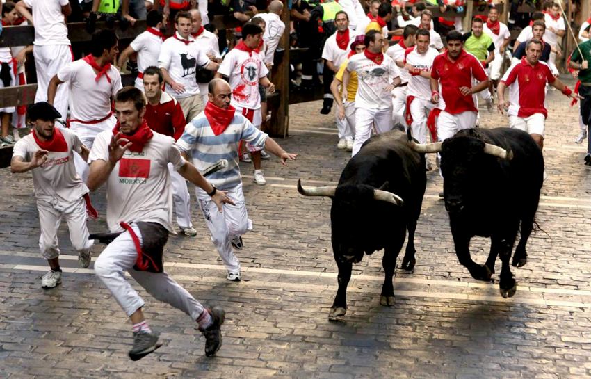 The running of the bulls, Pamplona